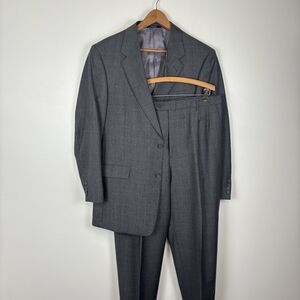 Hart Schaffner Marx Gray Plaid Suit Mens 42R 2 Piece USA Made Young Mens Shop